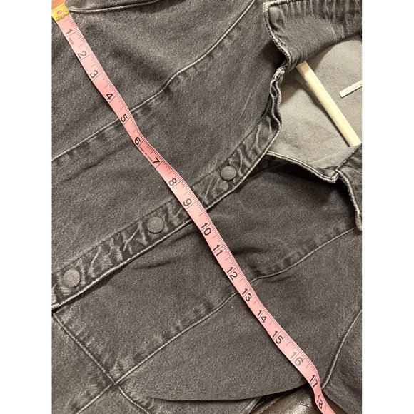 Free People Black Denim Puff Sleeve Button Front Mini Jacket/Dress XS - Picture 8 of 10